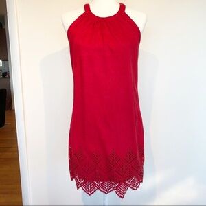 Francesca’s Collection Dress Cherry Red Laser Cutout Cocktail Christmas Small